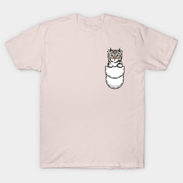 Funny American Curl Pocket Cat T-Shirt by Pet My Dog